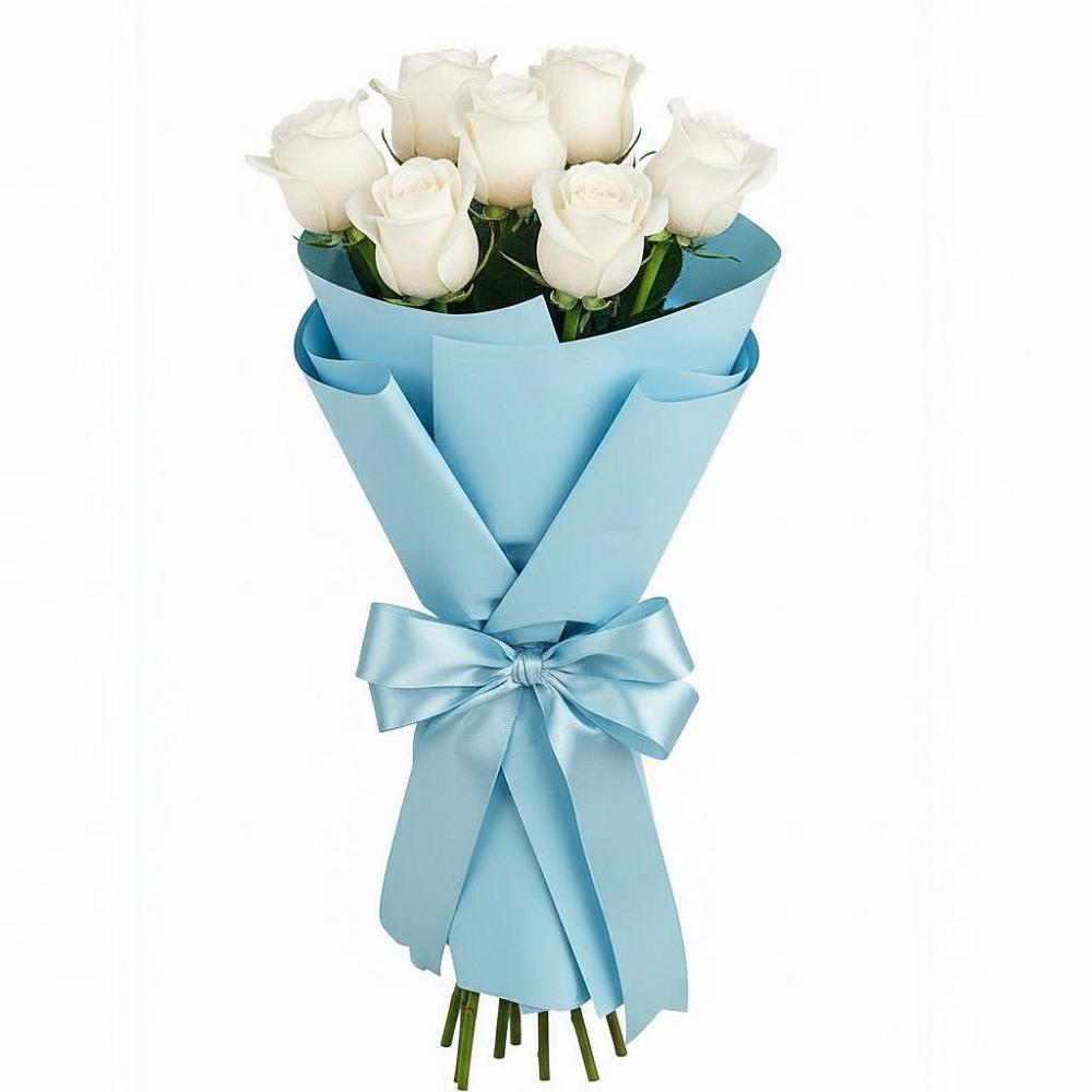 Букет 7 белых роз Проуд в Кевсале