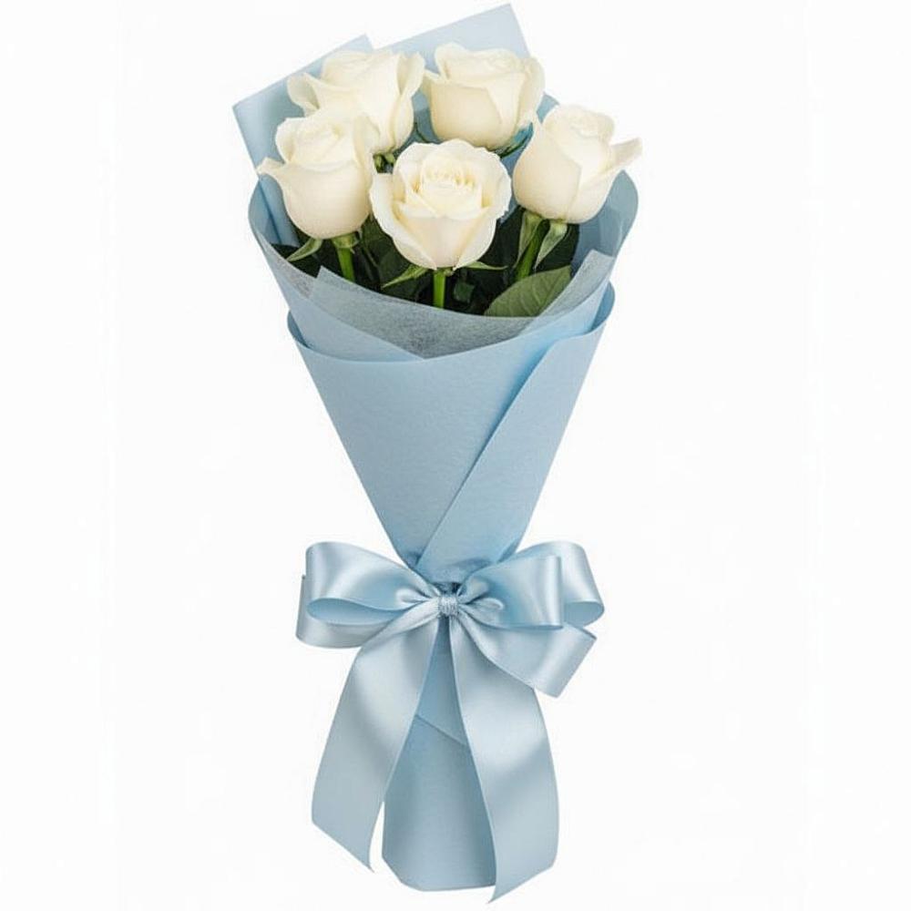 Букет 5 Белых роз Проуд в Кевсале