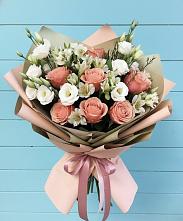 Букет цветов из:  Розы, Альстромерии и Лизиантусы в Кевсале