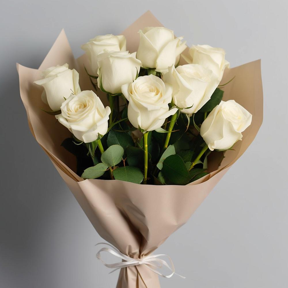 Букет 9 Белых роз Эдлесс Лав в Кевсале