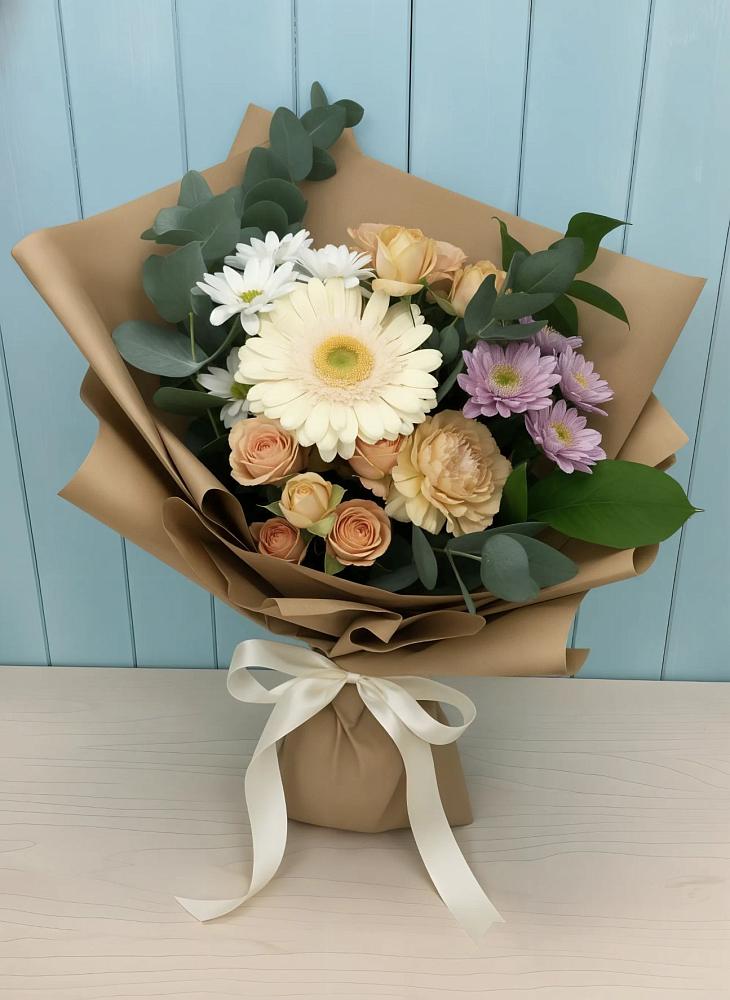 Букет цветов из: Герберы и Хризантемы в Кевсале