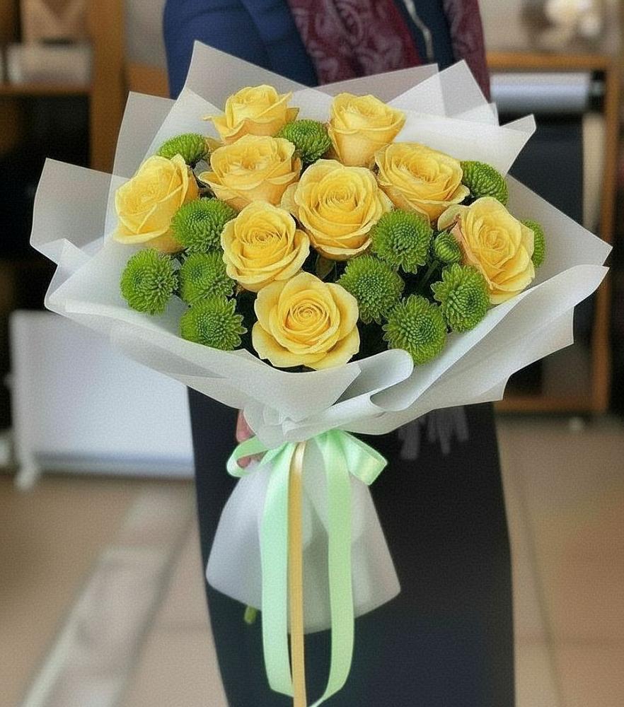 Букет цветов из: Хризантемы и Розы в Кевсале