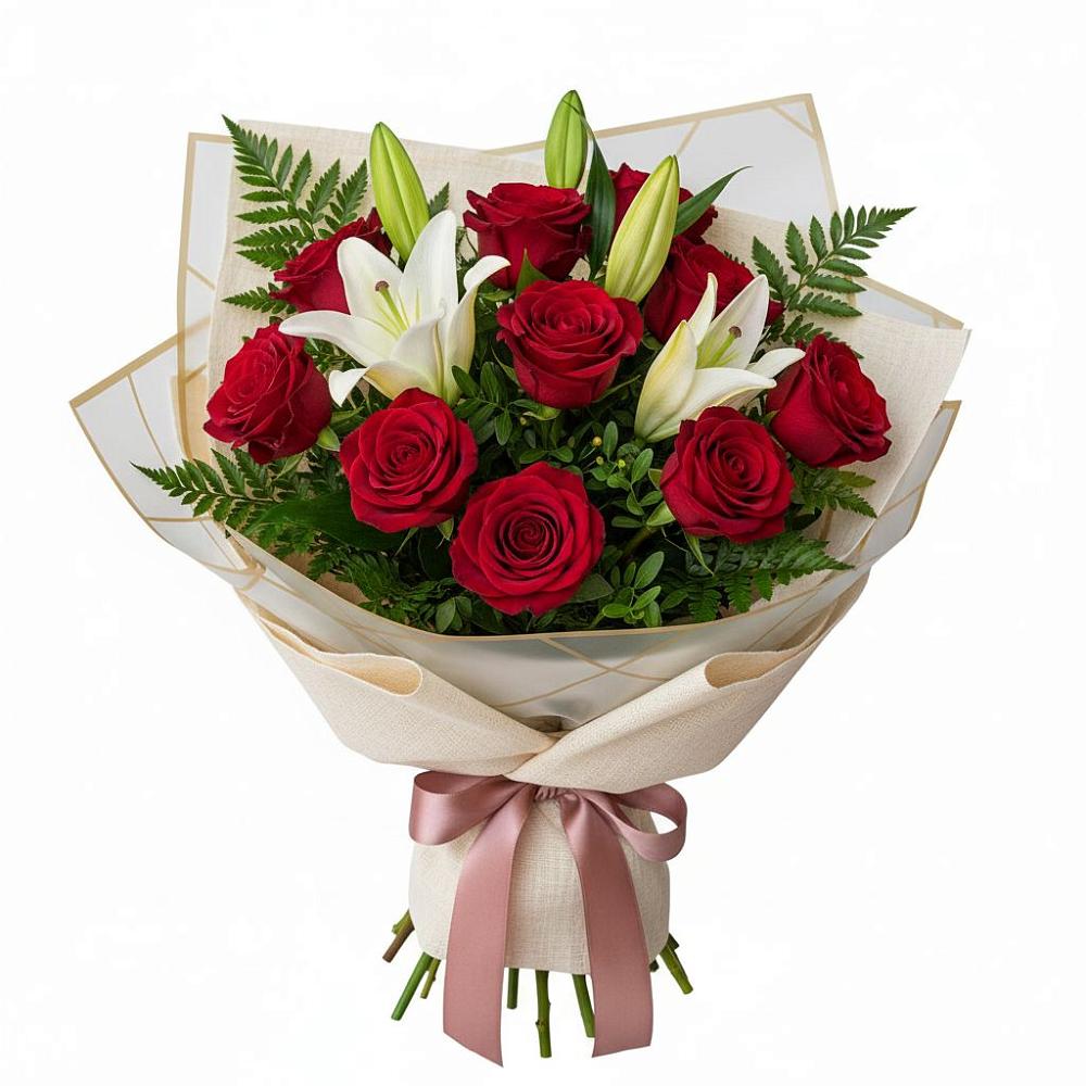 Букет цветов из: Лилии и Розы в Кевсале