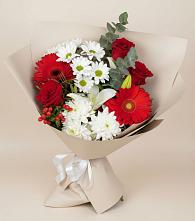 Букет цветов из:  Розы, Хризантемы, Герберы и Лилии в Кевсале