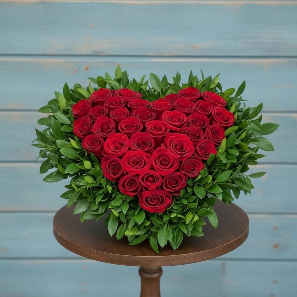 Цветочная композиция из Розы в виде сердца в Кевсале