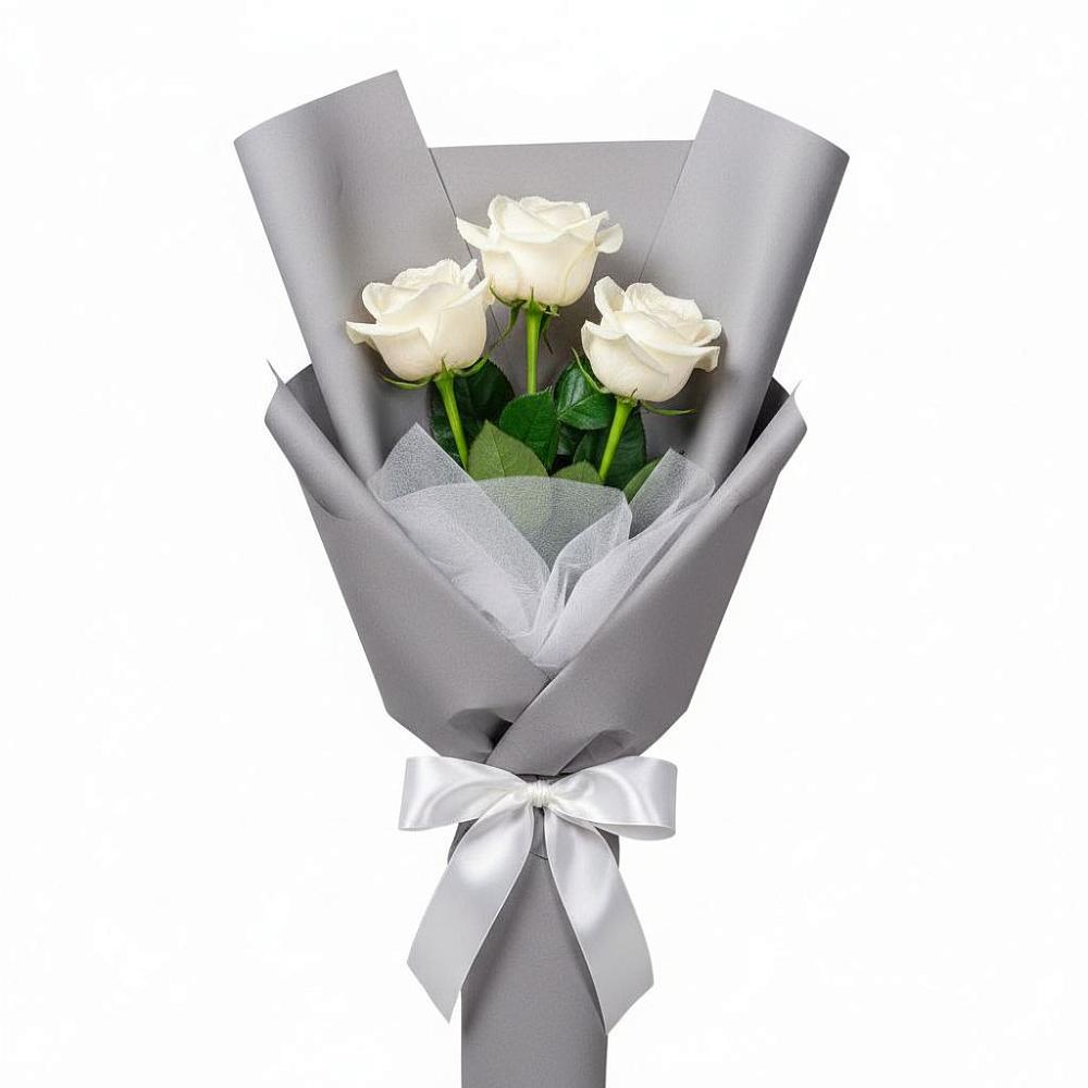 Букет 3 белые розы в Кевсале