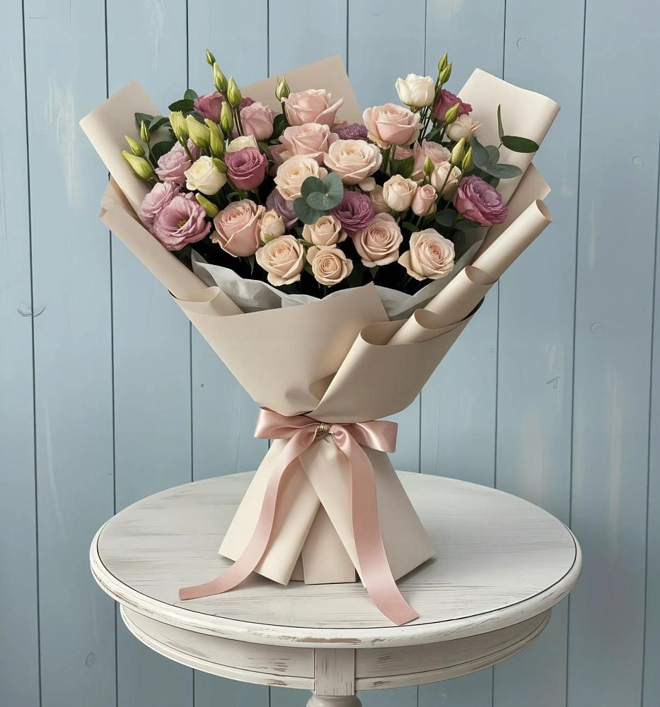 Букет цветов из: Розы и Лизиантусы в Кевсале