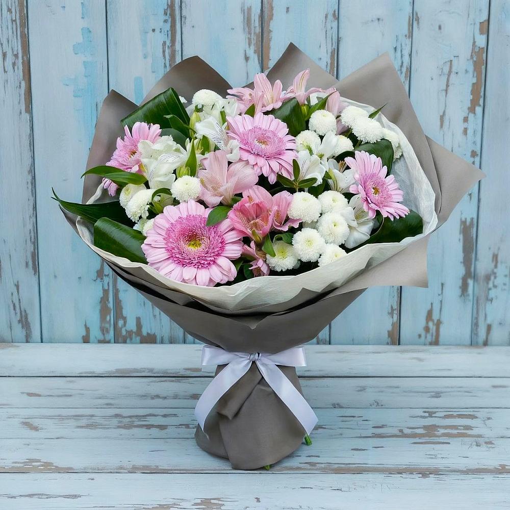 Букет цветов из: Герберы, Альстромерии и Хризантемы в Кевсале